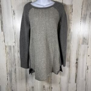 Athleta Wool-Cashmere Sweater Dress M | Grey Cream | Long Sleeve | Cozy Knit